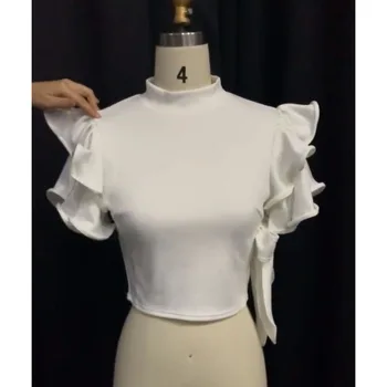 Clocolor Sommeren Beskæres Bluse Shirt Elegante Kontor-Shirts Ladies Plus Size Hvide Bluser Kvinde 2019 Flæse Ærmer Kvinder Toppe