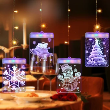 3D julepynt Hængende Lamper LED Stjerne Lys Gardin Icicle String Lys, Guirlander Jul Indretning Fjernbetjening