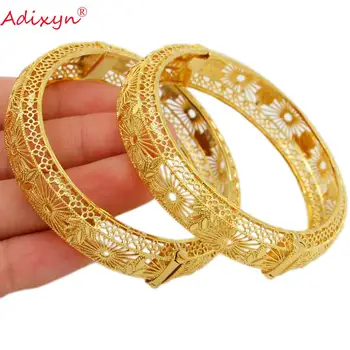 Adixyn 2pcs/masser Dubai Guld Farve Armbånd Til Kvinder, Guld-Armringe-Elskere Hånd Smykker Arabiske Dubai, Indien, Afrika Gaver N10087