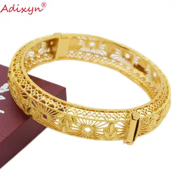 Adixyn 2pcs/masser Dubai Guld Farve Armbånd Til Kvinder, Guld-Armringe-Elskere Hånd Smykker Arabiske Dubai, Indien, Afrika Gaver N10087