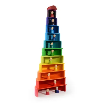 Træ-Baby Legetøj Montessori Pædagogisk Legetøj Kreative Rainbow byggesten Rainbow Stacker Balance spil Legetøj For Børn