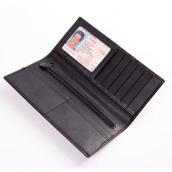 KZNI RFID Mens Wallet Læder Ægte Mænd Kortholderen Carbon Fiber Pung Lange Pung Organisator Mænd Lang Købe 001