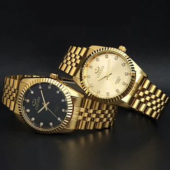 Golden Nye Ur guld-Mænd Mode ur fuld guld Rustfrit Stål, Quartz ure armbåndsur Engros CHENXI Gold watch mænd