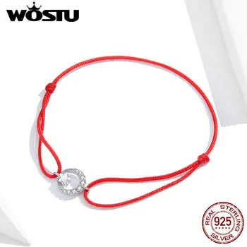 WOSTU 925 Sterling Sølv Smykker, Armbånd rød d reb armbånd Temperament, Personlighed Hånd Smykker For kvinden pige