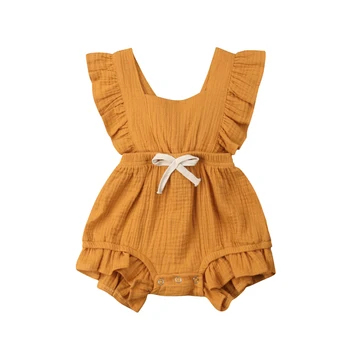 Nyfødte Baby Piger Tøj Flæsekanter Sparkedragt uden Ærmer Bomuld Sommer Buksedragt Udstyr Sunsuit Tøj Baby Pige 0-24M