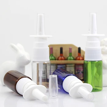 10stk/masse 10ml Grøn/Brun/Blå Plast Flaske næsespray Flaske Gratis Fragt Mini Travel Genpåfyldelige Flasker Medicinsk Spray