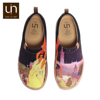 UIN Midnat Prinsesse Design Kvinder Malet Lærred Sko, Mode Slip-on Casual Sneakers Rejse Flade Loafers Dans Sko
