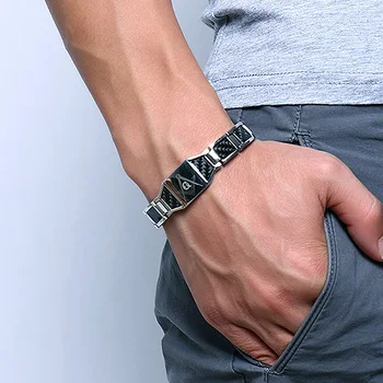 Europæiske og Amerikanske Mode Bølle Mænd Titanium Stål Armbånd Sort Armbånd Enkelt Brand Sundhed Smykker