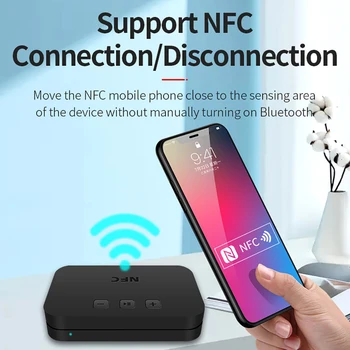 NFC Bluetooth Musik Modtager 3,5 mm Stik AUX Bilen Bluetooth-Modtager RCA Bluetooth-Adapter 5.0 Med Mic For Bil-TV-Højttaler