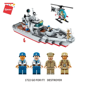 Qman City Militære Række byggesten, der er skaberen sniper skib over Havet Slagskib Bekæmpe legetøj Marine missil launcher klodser til børn