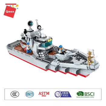 Qman City Militære Række byggesten, der er skaberen sniper skib over Havet Slagskib Bekæmpe legetøj Marine missil launcher klodser til børn