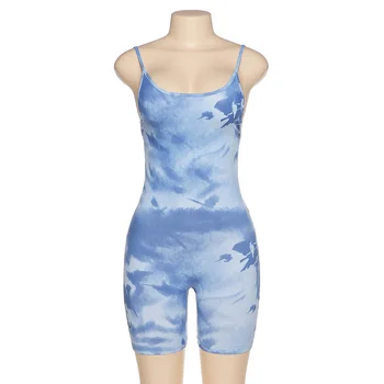 2020 Sommeren Kvinder Sexet Tie Dye Printet Buksedragt Streetwear Bodycon Spaghetti Sport Jumpsuits Romper Playsuit For Kvinder