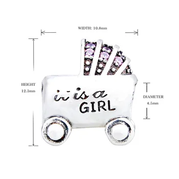 925 Sterling Sølv, Mini Baby Pige Transport Perler Passer Oprindelige Pandora Armbånd & Halskæde Søde piger for Kvinder Diy Smykker
