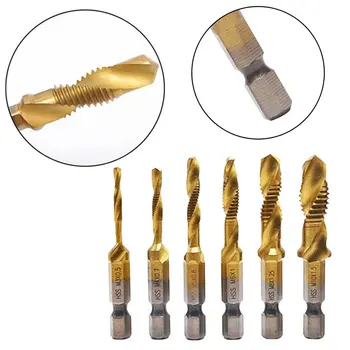 6stk/sæt Tapping Drill Bit Boring Trykke Composite Wire-Tapping-Drill Bit High Speed Stål Multifunktionelle Integreret Tryk