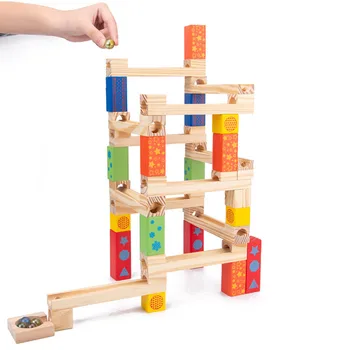 52PC Træ-Marmor Sporet Blokke Børns Uddannelsesmæssige Samlet DIY byggesten Rør Bolden Toy Børn Gaver