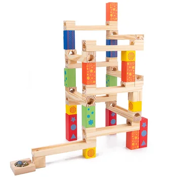 52PC Træ-Marmor Sporet Blokke Børns Uddannelsesmæssige Samlet DIY byggesten Rør Bolden Toy Børn Gaver