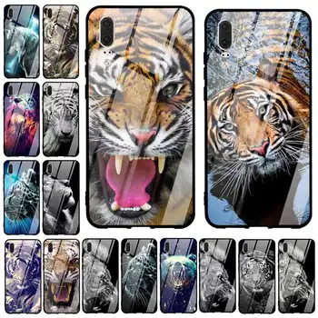 For Huawei S Smart 2018 Sag Dyr Tiger Hærdet Glas Telefon Dækning for S Smart 2018 bagcoveret Coque