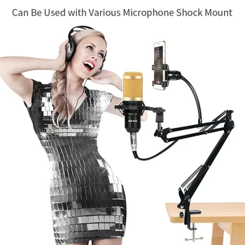 Bm 800 Kondensator Mikrofon Med Suspension Scissor Arm Stå / Telefon Holder BM800 Karaoke Mikrofon til PC Streaming