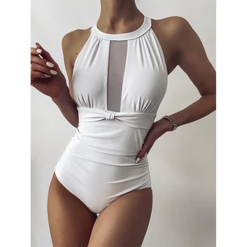 Ét Stykke Badedragt 2020 Sexet Mesh Patchwork Badetøj Kvindelige Solid Body Badetøj, Sommer, Strand Slid Badedragt Monokini