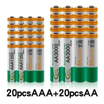 Ny 1,2 V AA-3000mAh Genopladelige NI-MH-Batterier+AAA-batteri 1350 mAh Rechageable batteri NI-MH 1,2 V AAA-batteri