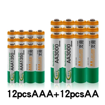 Ny 1,2 V AA-3000mAh Genopladelige NI-MH-Batterier+AAA-batteri 1350 mAh Rechageable batteri NI-MH 1,2 V AAA-batteri