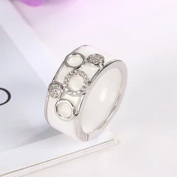QSY Nye 10mm Sort Hvid Slash Crystal Fine Keramiske Ringe Til Kvinder Engagement Lover Bryllup Band Mor Gaver Smykker