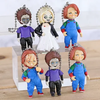 6stk/set Child ' s Play Chucky Bride & Søn Dukke nøglering Kæde CHUCKY Action Figur Nøglering Collectible Model Legetøj