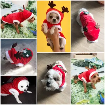 Jul Hund Tøj Til Små Hunde Pels Santa Claus Kat Kostume Varm Vinter Pet Jakke Cosplay Parti Tøj Fransk Bulldog