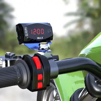 Universal Motorcykel Elektronisk Ur Termometer Voltmeter Tre-I-Én IP67 Vandtæt, støvtæt LED Ure Digitale Display
