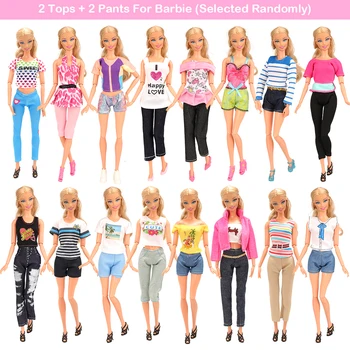 25 Emner/parti Dukke tilbehør =3 lange hale part kjole +10 mini dukke kjoler +2 Øverste bukser tøj +10 Sko Objekt For Barbie
