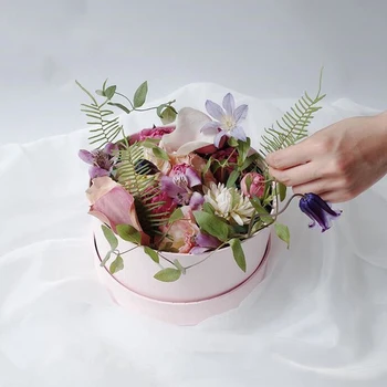 Mini Rund Pap Papir Blomst Rose Kasser Blomsterhandler Gave Parti Til Fordel Emballage Bryllup Fest Dekoration