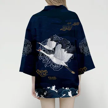 Samurai Kran Japansk Kimono Style Lejligheder Mænd Kvinder Cardigan Kinesiske Drage Traditionel Japansk Tøj Asiatisk Tøj
