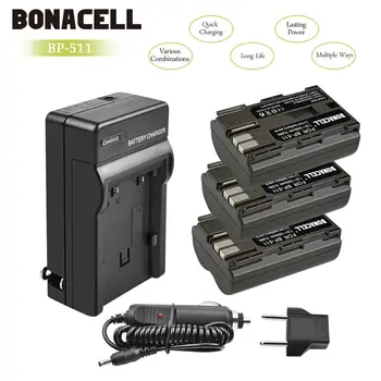 Bonacell 7,2 V 2200mAh BP-511, BP-511A, BP 511A Batteri+Batteri Oplader Til Canon EOS 40D 300D 5D 20D 30D 50D 10D G6 L10