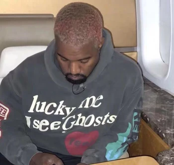 Kanye West Graffiti Brev Print Plus Velour Sweatshirt Mænd Harajuku Fleece Hoodie Hip Hop Fremmed Ting Hætte Trøjer