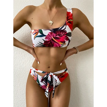 Blomsterprint Badetøj Kvinder Badedragt Brazilian Bikini Push Up Bikini Bandage Biquini Feminino Kvinders badedragt