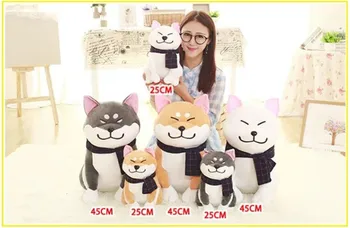 Shiba Inu Hunde Plys legetøj med tørklæde Fyldte Japansk Hvalp Toy Kaste Puder Gave Til Børn, Venner, Hunde-Elskere Hjem Dekoration