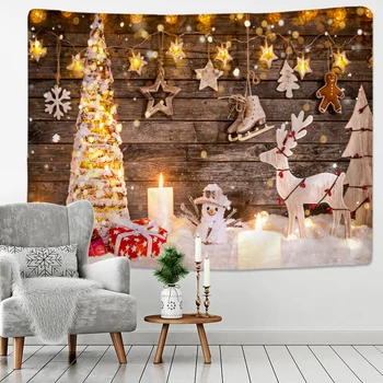 Julen Pejs Og Sne Væggen Hænger Glædelig Jul Gobelin Til Hjemmet Deco Julegave Print Gobeliner