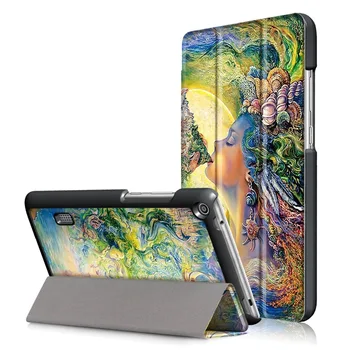 Ultra Slim Magnetisk Print Stå PU Læder Hud Beskyttende Cover Tilfældet For Huawei MediaPad T3 7.0 BG2-W09 Tablet + Film + Pen