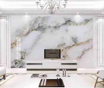 Moderne Hvidt Marmor-Tapet 3D Vægmaleri for TV Baggrund Wall Decor Guld Luksus Vægmalerier Foto Trykt tapet til Soveværelset
