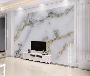 Moderne Hvidt Marmor-Tapet 3D Vægmaleri for TV Baggrund Wall Decor Guld Luksus Vægmalerier Foto Trykt tapet til Soveværelset