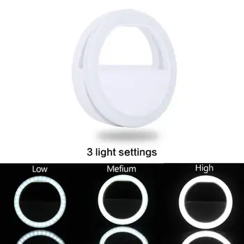 Usb-Opladning Selfie Ring Led Lampe, Mobiltelefon Linse LED Selfie Lampe Ring Flash