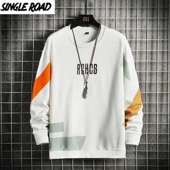 SingleRoad Crewneck Sweatshirt Mænd 2021 Foråret Print Japansk Streetwear Harajuku Overdimensionerede Casual Hvid Hættetrøje Mænd, Sweatshirts