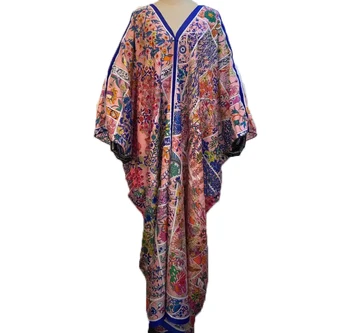 Gratis Størrelsen House Party европейская одежда trykt Silke Kaftan Lange kjoler Traditionelle Malaysia Boho Muslimske Kjoler