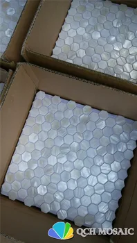 Sekskant hvide ferskvand shell perlemor mosaik fliser til køkken backsplash og badeværelse væg fliser qch149