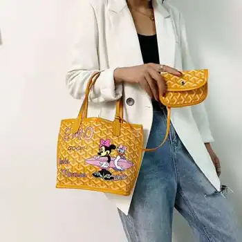 Disney mickey mouse skulder taske dame pu minniehandbag stor tote taske