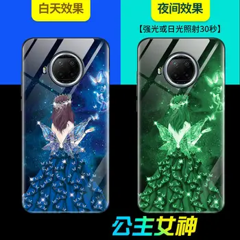Lysende Hærdet Glas Tilfældet For Xiaomi Mi 10T Lite Tilfælde Glød Tilbage Dække For Xiaomi Mi 10T Lite Cover Silikone Telefon Taske