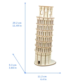 DIY 3D Træ-Det Skæve Tårn i Pisa Puslespil Gave&Ornament for Børn Børne Ven Model Kits Populære Legetøj