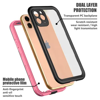 Shellbox Vandtæt Mobiltelefon Case for iPhone-11 Pro Max antal XR XS ANTAL Stødsikkert Klart Cases til iPhone 8 7 6 Plus Pink Silikone Cover