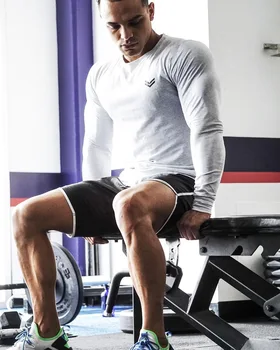 Langærmet Tshirt Mænd ensfarvet Bomuld T-shirt Bodybuilding Undertøj Skjorter Forår Jogger Sport Muskel Øvelse 3XL