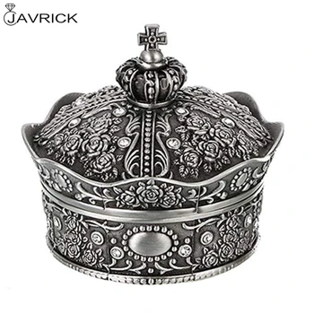 Vintage Smykkeskrin Antikke Crown Design Nipsting Skattekiste Opbevaringsboks (L)